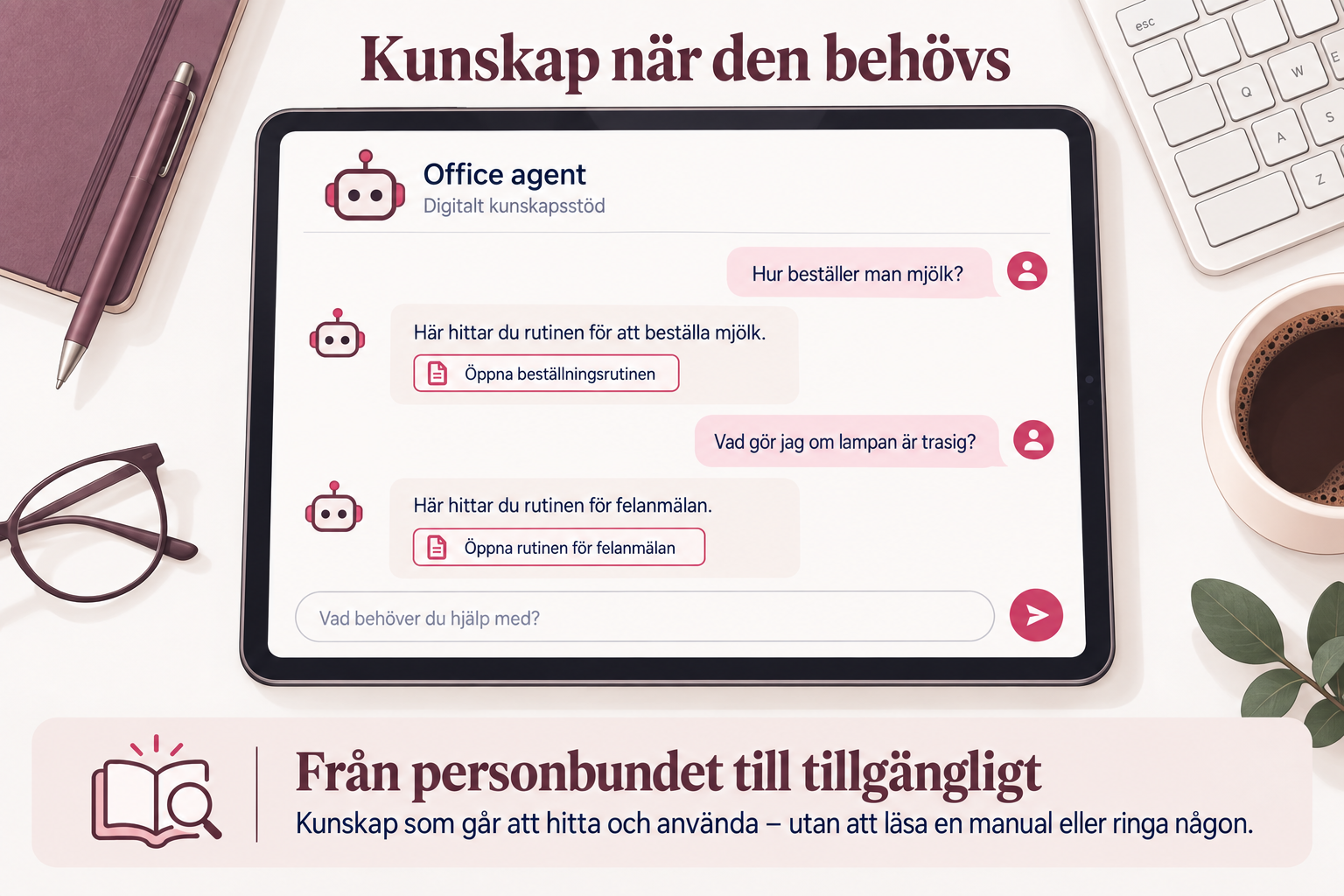 Chatmockup: Kunskap tillgänglig när behovet uppstår